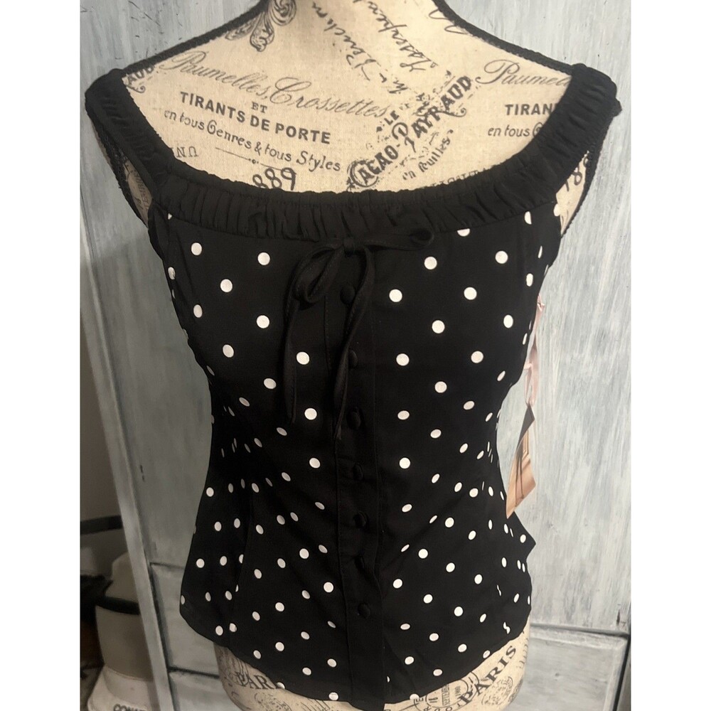 Viora Lane Off The Shoulder Polka Dot Blouse Y2K Vintage Boho Whimsygoth Sm